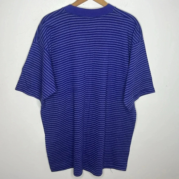 Vintage 90s Single Stitch Fruit of The Loom Casualwear Striped Basic T Shirt - Picture 7 of 9